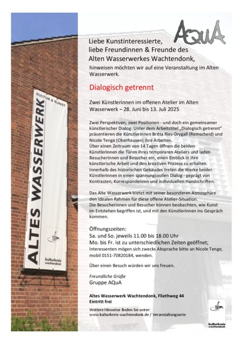 Dialogisch getrennt | Offenes Atelier im Alten Wasserwerk